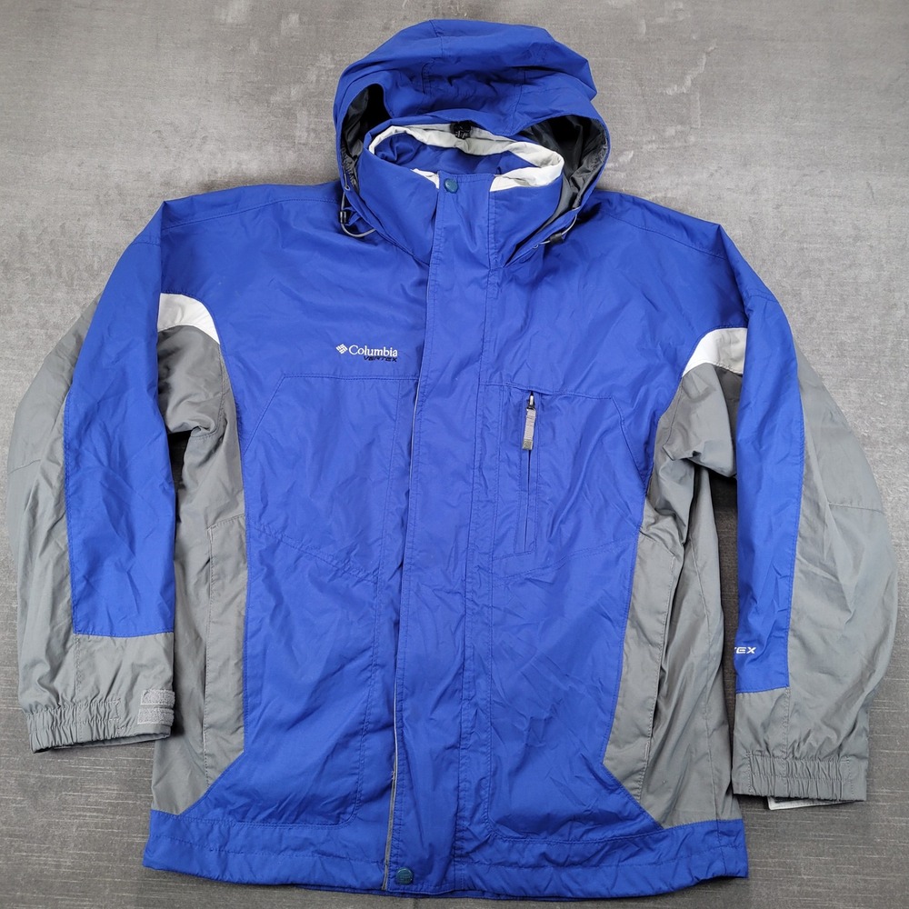 Columbia Vertex Interchange Mens Small Blue Gray Hooded Ski Jacket Coat Shell